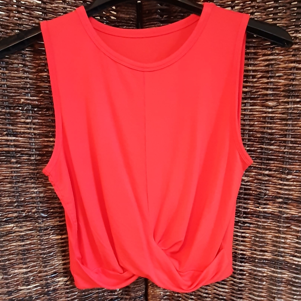 Alo Yoga Cover Tank Medium Cherry Red Jersey Knit Soft Workout Gym - Picture 2 of 4